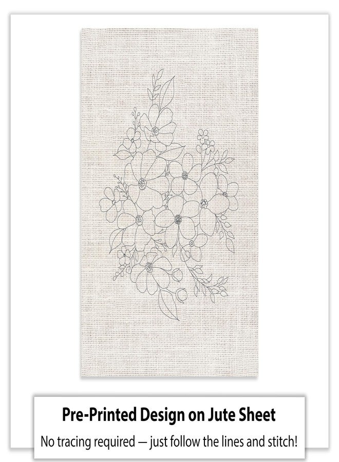 picknMAKE Hoop-Free DIY Hand Embroidery Kit for Beginners & Adults | Floral Design on Stiff Jute Fabric | Includes 7 Threads, Needles, Cutter & Instruction Sheet | No Hoop Required Sewing & Craft Kit - Image 5